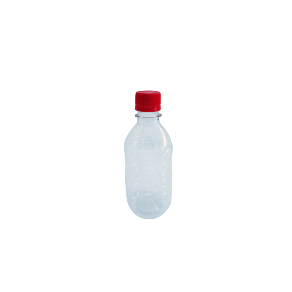 00776 ENVASE 300CC AGUA CILÍNDRICO PET CRISTAL GORDITO ROSCA 28MM